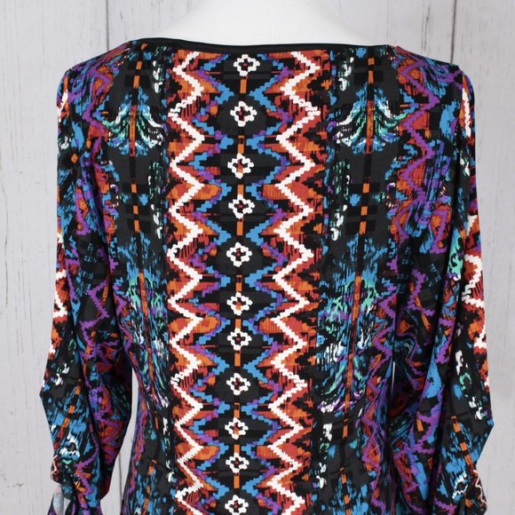 Laundry by Shelli Segal Retro Geometric Long Sleeve Shift Dress 4 - Picture 8 of 10